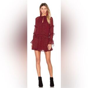 Intropia Elegant Burgundy Ruffle Dress, US2